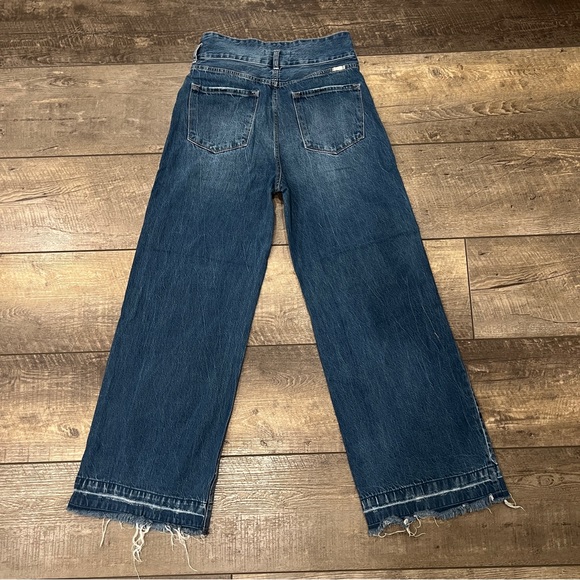 Kancan High Rise Button Fly Wide Leg Jeans – Raw Hem Medium Wash Size 28 - Picture 10 of 10